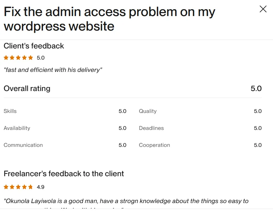 upwork review portfolio