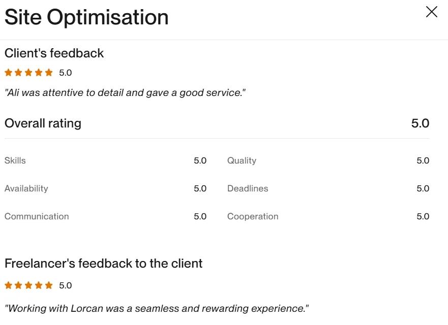 upwork review portfolio