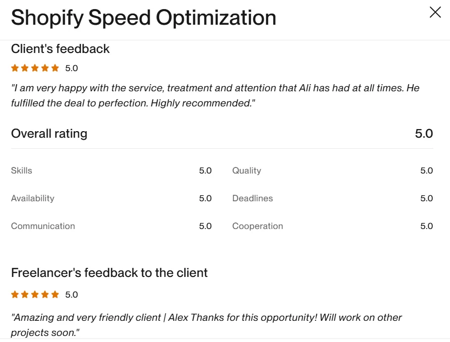 upwork review portfolio