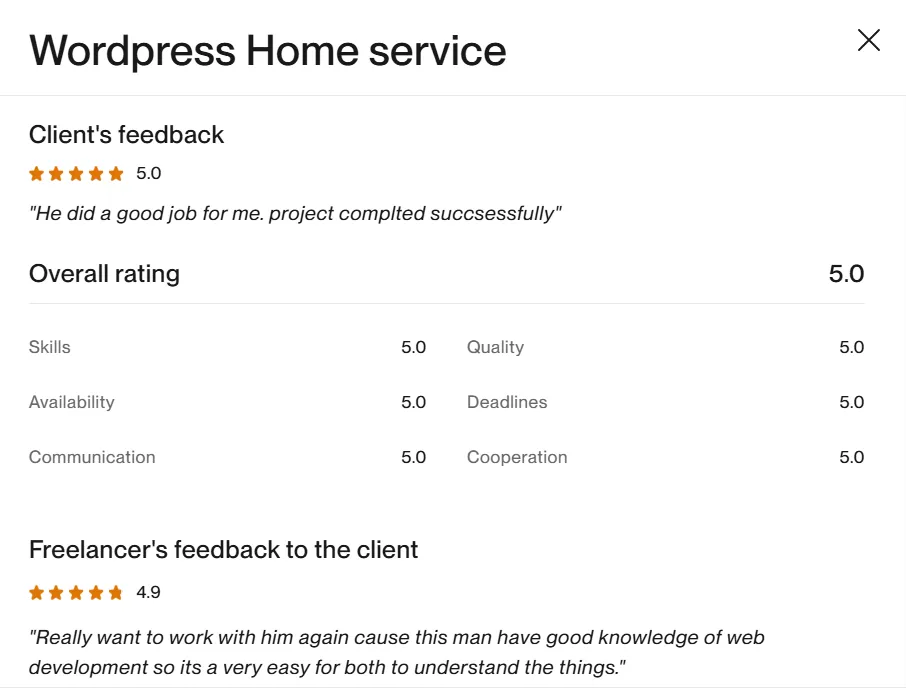 upwork review portfolio