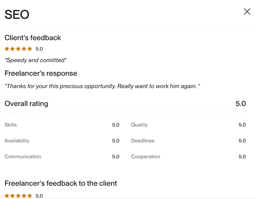 upwork review portfolio