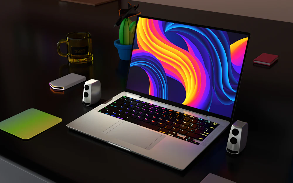 Colourful laptop workspace for the project portfolio