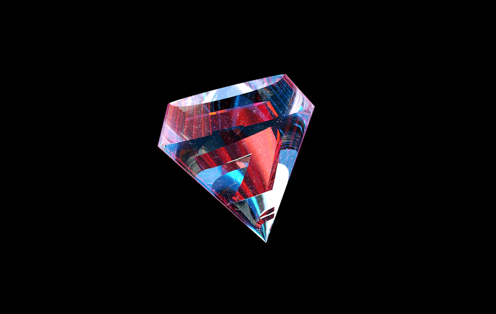 3D gem crystal on dark background