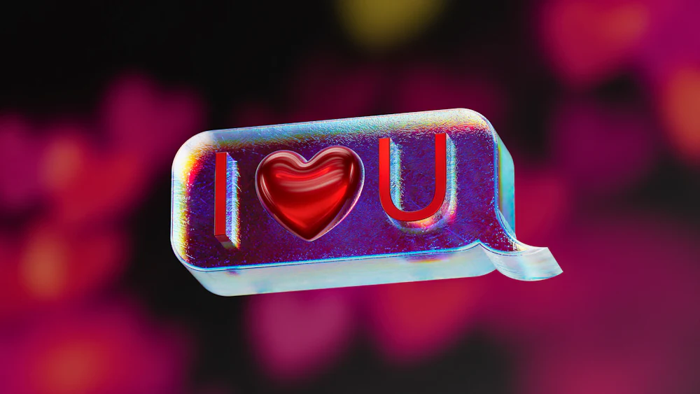 3D message bubble with a heart for client reviews