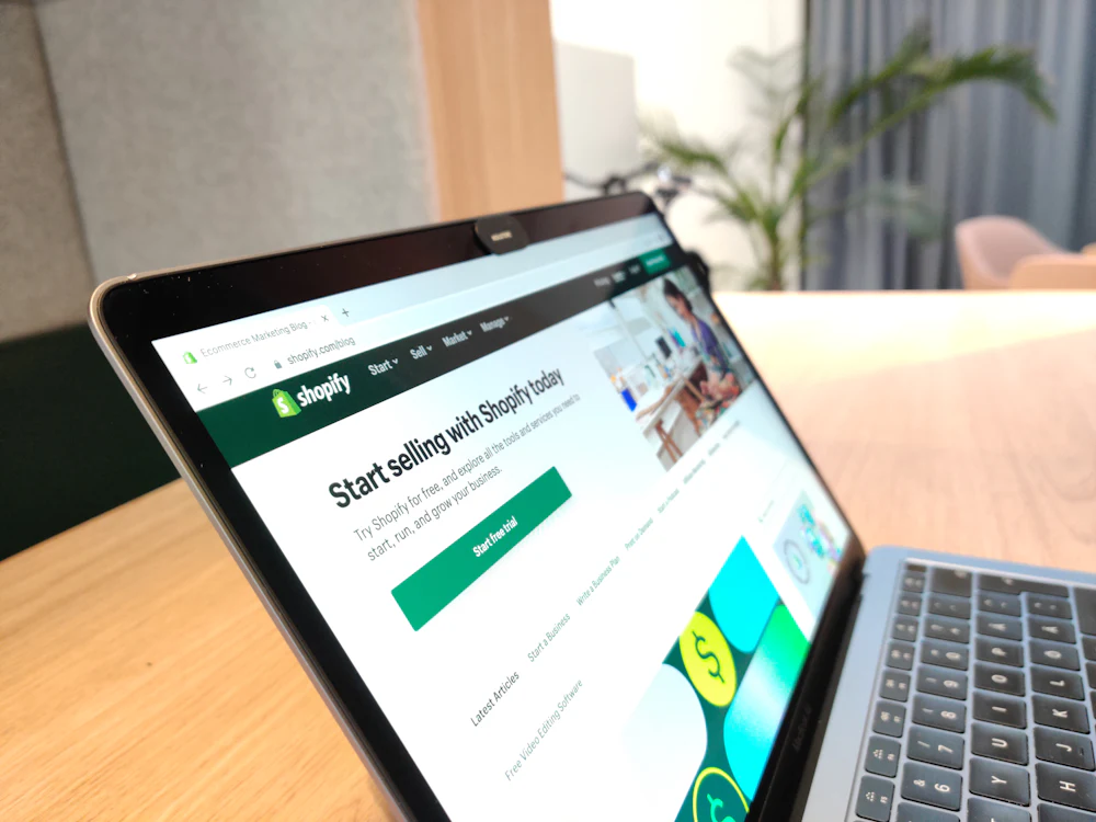 Laptop showing a modern e-commerce store design